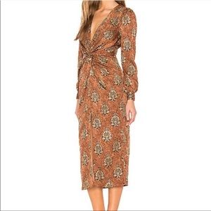 Majorelle brown and gold midi dress